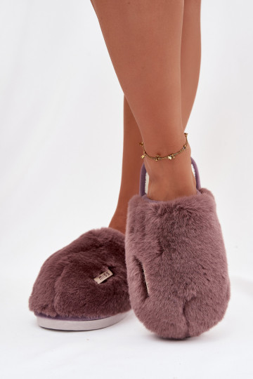 Fur Ladies Slippers Dark Purple Belinna 2