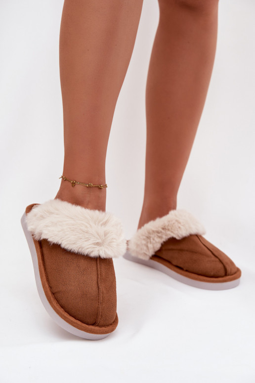 Women's slippers with fur Camel Carisse