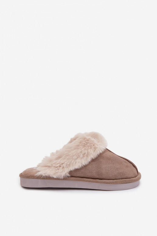 Ladies slippers with fur lining Khaki Carisse