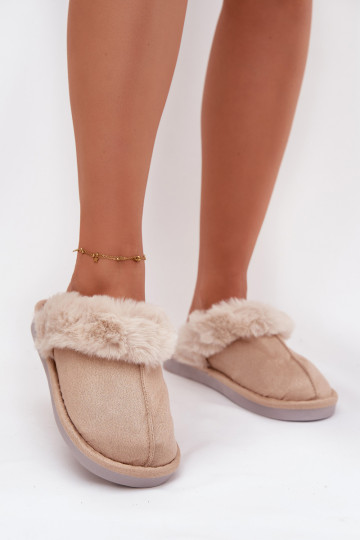 Women's slippers with beige fur Carisse 2