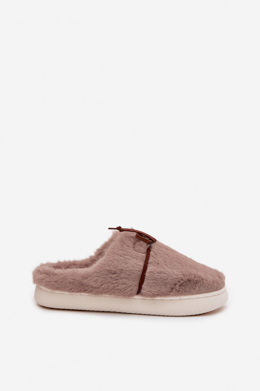 Futrzane KapciewithKokardką Khaki Minella