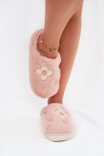 Furry slippers with Flowers Pink Selinne 2