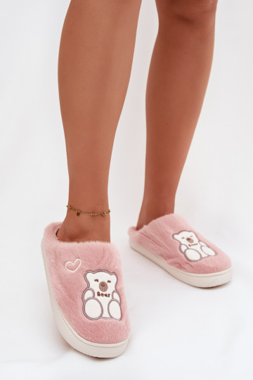 Furry slippers with bear pink Noralie 2