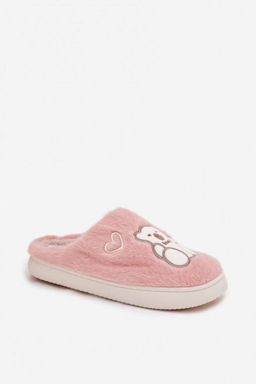 Furry slippers with bear pink Noralie