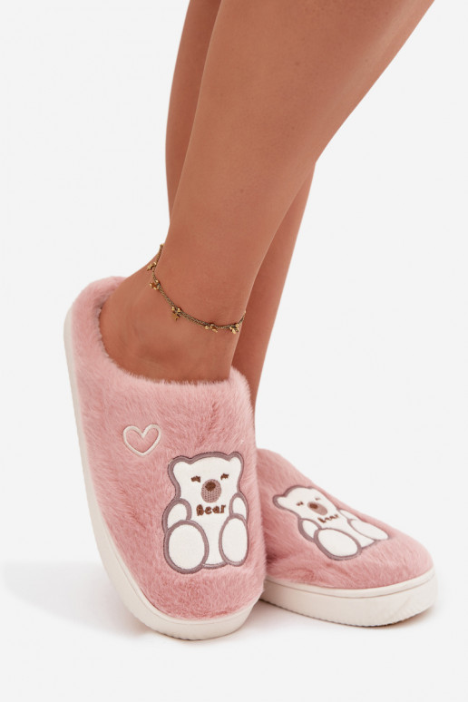 Furry slippers with bear pink Noralie