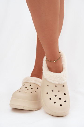 Foam Ladies slippers warm with fur beige Palvine 2