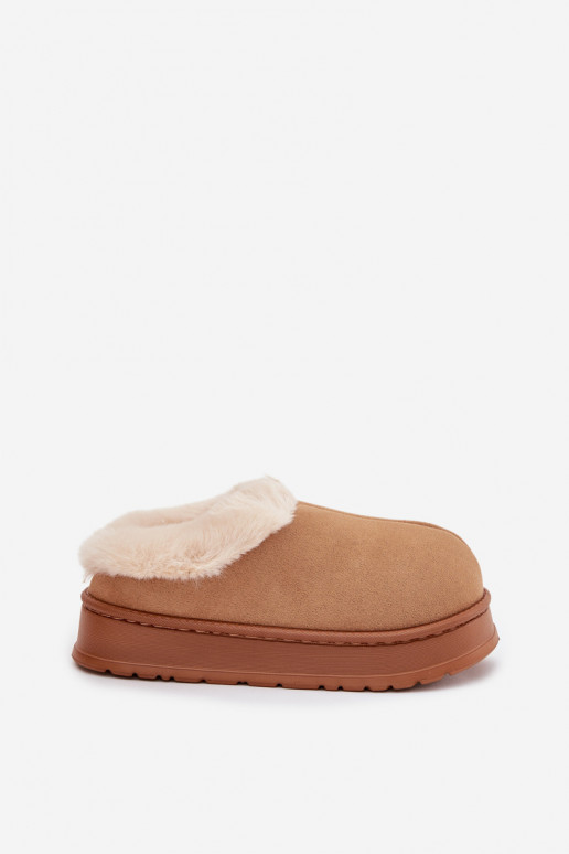 Women's slippers with fur lining Camel Eveline