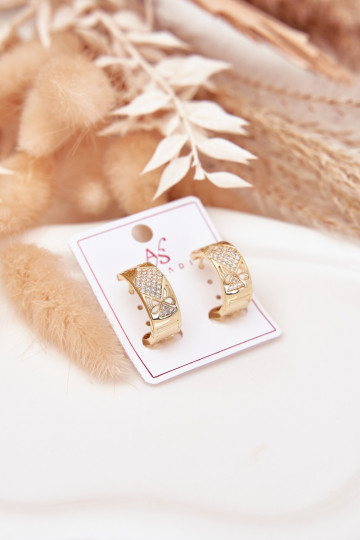 Women's Earrings Surgical Steel with Zirconia Gold 2