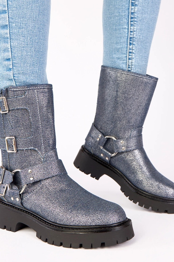 Niebieskie botki zdobione... 2