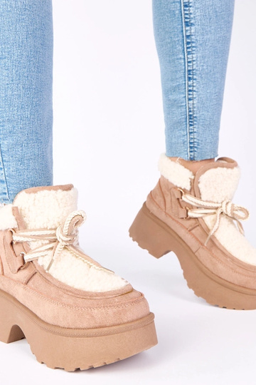 Ciemnobeżowe śniegowce z... 2