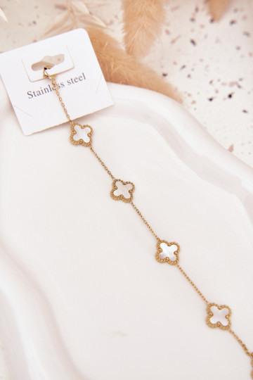 Bracelet With Charms Stainless Steel Gold Pearl 2