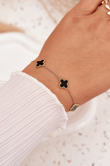 Bracelet with pendants stainless steel gold-black