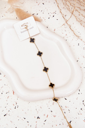 Bracelet with pendants stainless steel gold-black 2