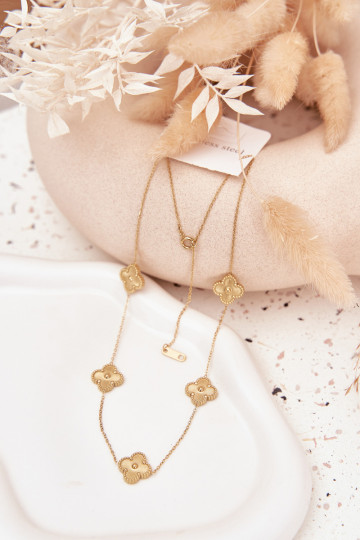 Stainless steel chain with flowers gold 2