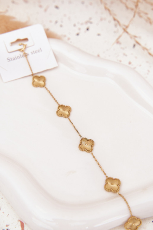 Bracelet Made of Stainless Steel with Gold Flowers