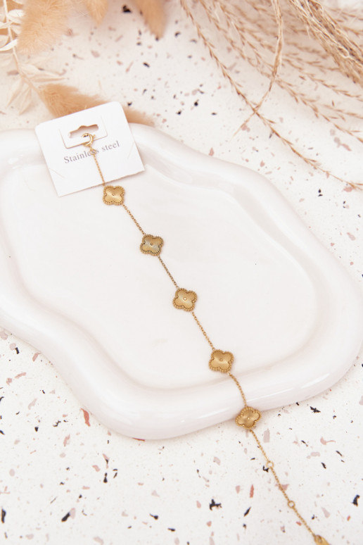 Bracelet Made of Stainless Steel with Gold Flowers
