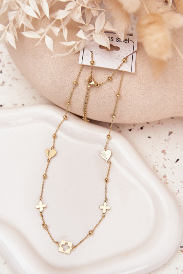 Necklace with Pendants Stainless Steel Gold