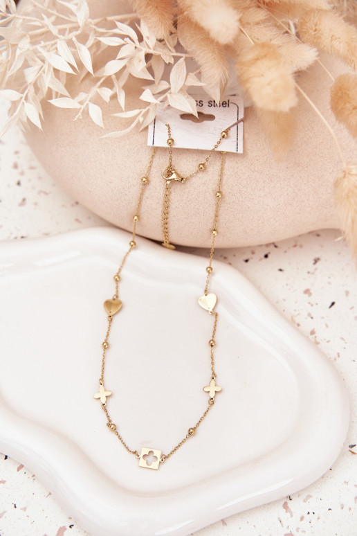 Necklace with Pendants Stainless Steel Gold