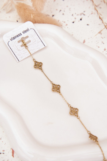 Stainless Steel Bracelet With Gold Pendants 2