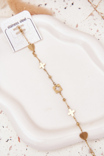 Stainless Steel Bracelet with Gold Charms 2