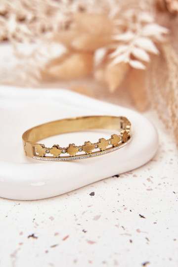 Stainless Steel Bracelet Decorated with Crystals Gold 2