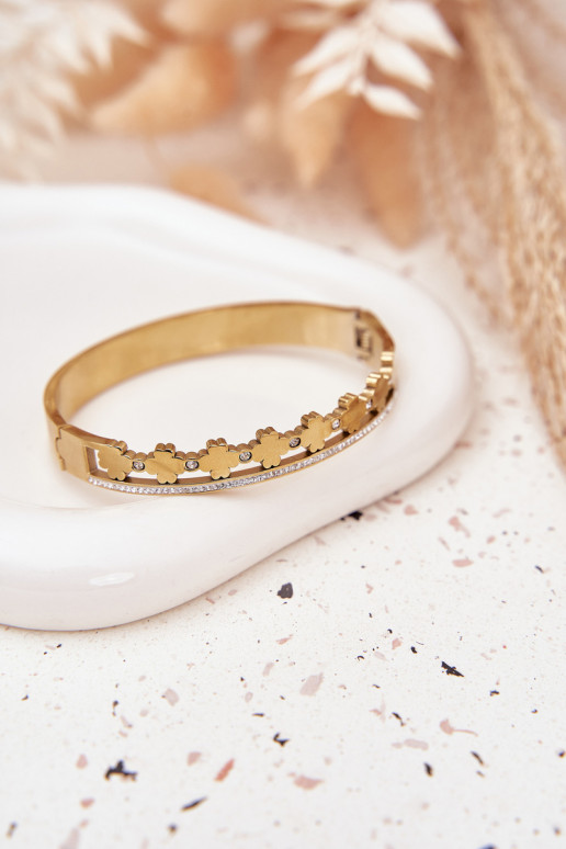 Bransoletka Ze Stali Nierdzewnej Ozdobiona Cyrkoniami Złota