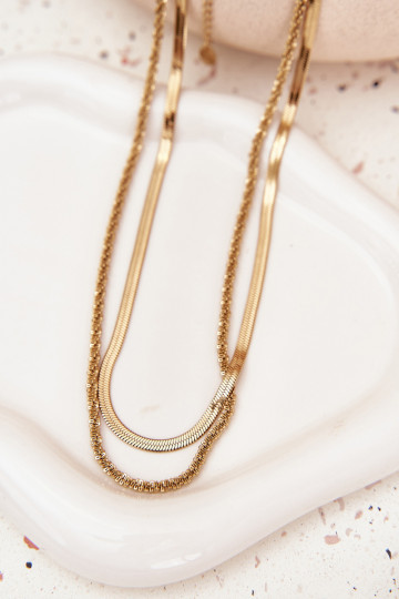 Podwójny Łańcuszek Ze Stali Chirurgicznej Złoty