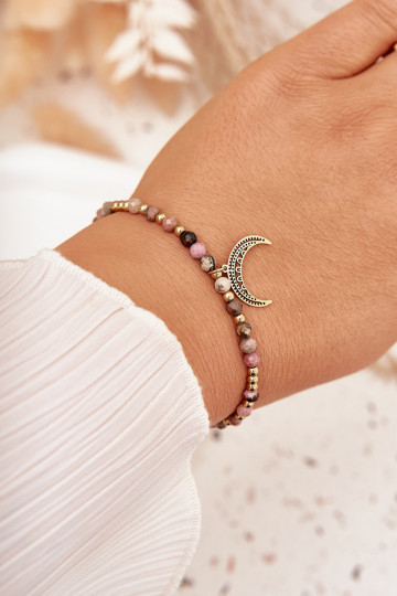 Bracelet with beads and golden moon