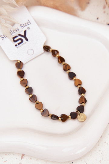 Heart-shaped bracelet made of surgical steel brown 2