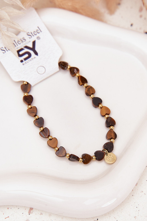 Heart-shaped bracelet made of surgical steel brown