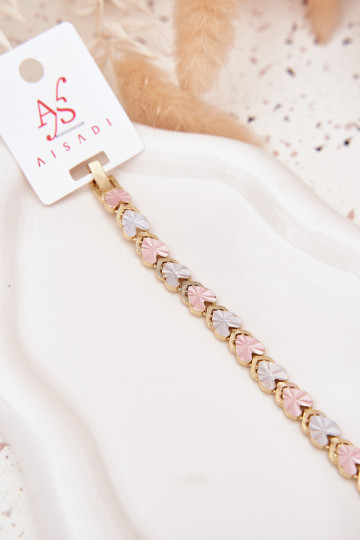 Women's Bracelet With Colorful Hearts Surgical Steel Gold 2