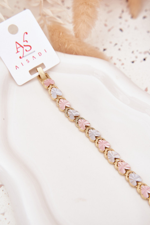 Women's Bracelet With Colorful Hearts Surgical Steel Gold