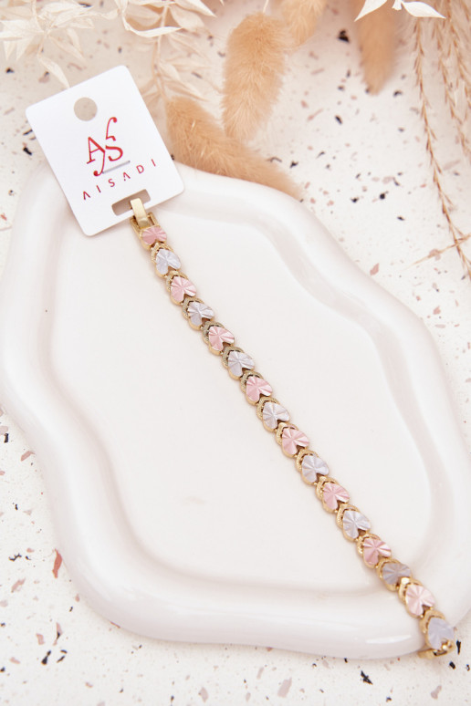 Women's Bracelet With Colorful Hearts Surgical Steel Gold
