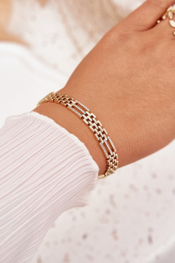 Ladies Bracelet Made of Surgical Steel with Crystals Gold