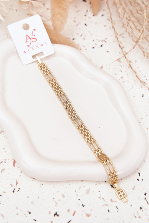 Ladies Bracelet Made of Surgical Steel with Crystals Gold