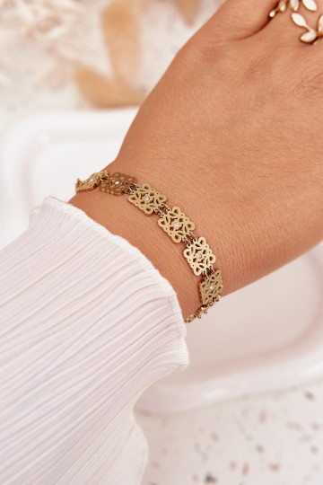 Adjustable Ladies Bracelet with Zirconia Surgical Steel Gold