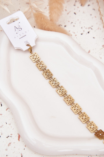 Adjustable Ladies Bracelet with Zirconia Surgical Steel Gold 2