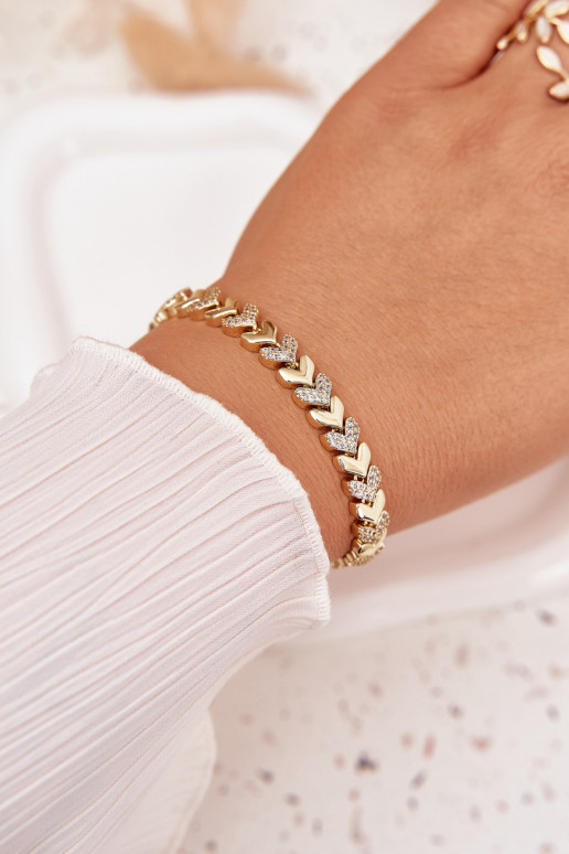 Women's Bracelet Hearts with Zirconia Gold