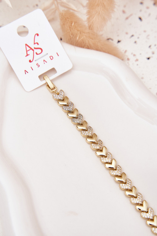 Women's Bracelet Hearts with Zirconia Gold