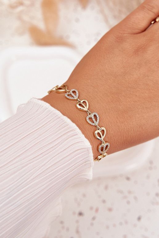 Bracelet of surgical steel with cubic zirconia gold