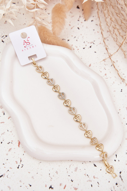 Bracelet of surgical steel with cubic zirconia gold