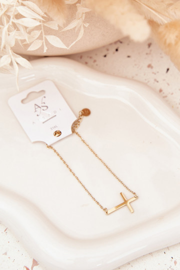 Bracelet With Cross Surgical Steel Gold 2