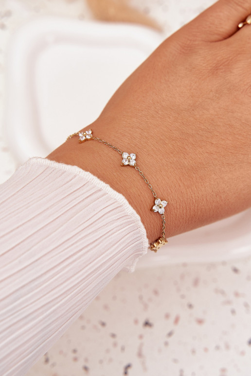 Bracelet With Flowers Surgical Steel Gold