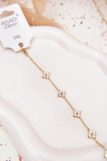 Bracelet With Flowers Surgical Steel Gold 2