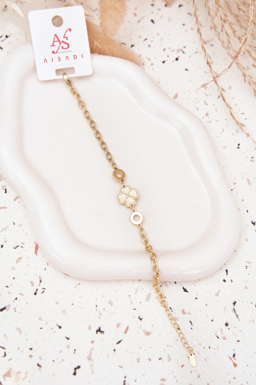Bracelet With Clover Of Surgical Steel Gold 2