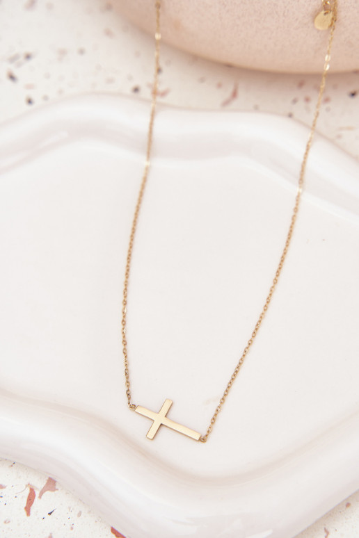 Necklace With Cross Surgical Steel Gold