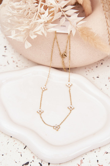 Women's Necklace With Flowers Surgical Steel Gold 2