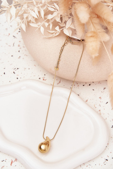 Snake Chain Necklace With Drop Pendant Gold 2