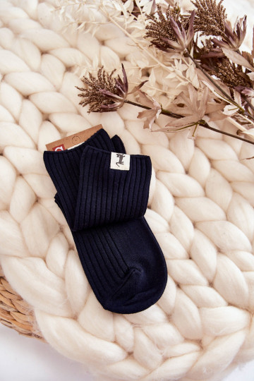 Women's Ribbed Socks pressure-free Navy blue 2