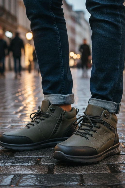 Zielone trapery męskie ocieplane...